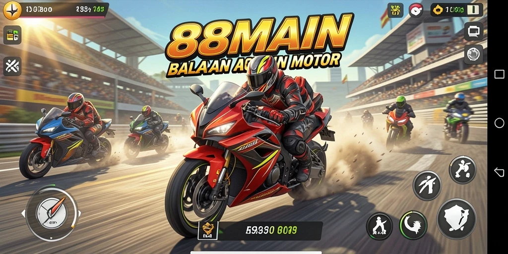 Gameplay seru dengan balapan motor yang mendebarkan