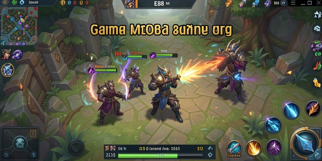 Tampilan gameplay E88 yang intens dan penuh aksi di arena MOBA.