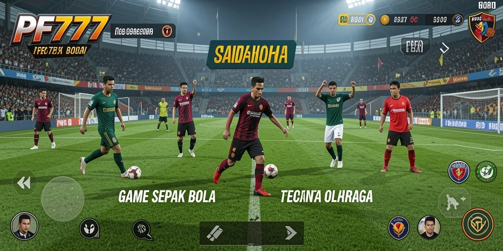 Tampilan utama game PF777 dengan aksi sepak bola yang mendebarkan.
