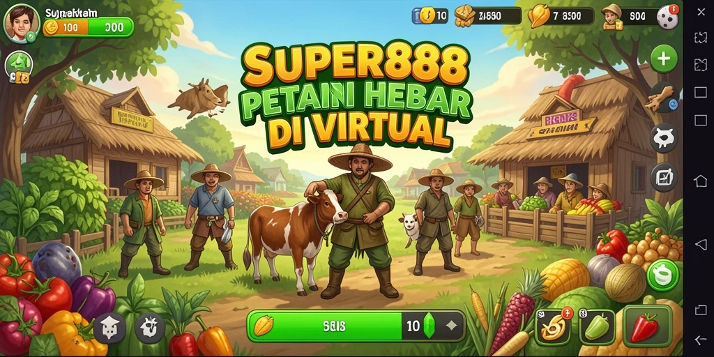 Screenshot SUPER88 menampilkan aktivitas pertanian yang seru dan interaktif.